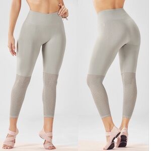 Fabletics Light Gray Mesh Panel Leggings